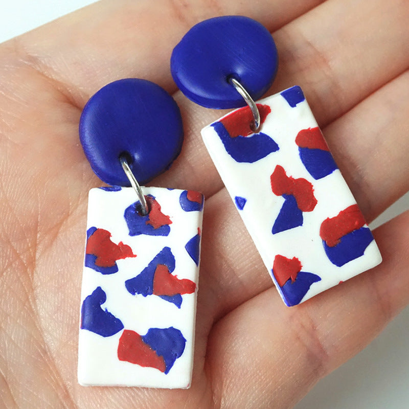 Wholesale soft pottery fashion earrings love color clay earrings